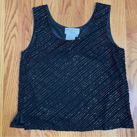 PAPELL BOUTIQUE Evening Adrianna Papell Beaded silk sleeveless top elegant S - Picture 10 of 11